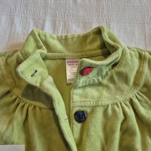 Gymboree girls size 7/8 or Medium Pop Academy green velour buttonup sweater VGUC - Picture 3 of 5